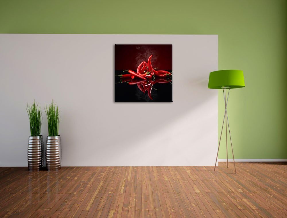 Feurige rote Chili-Choten, Format: 70x70 auf Leinwand, XXL riesige Bilder fertig gerahmt mit Keilrah