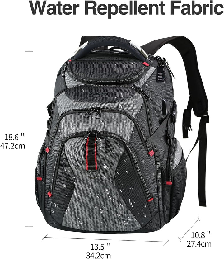KROSER Laptop Rucksack 17,3 Zoll Reise XL Business Daypack Schwerlast Wasserdicht mit Hartgeschältem