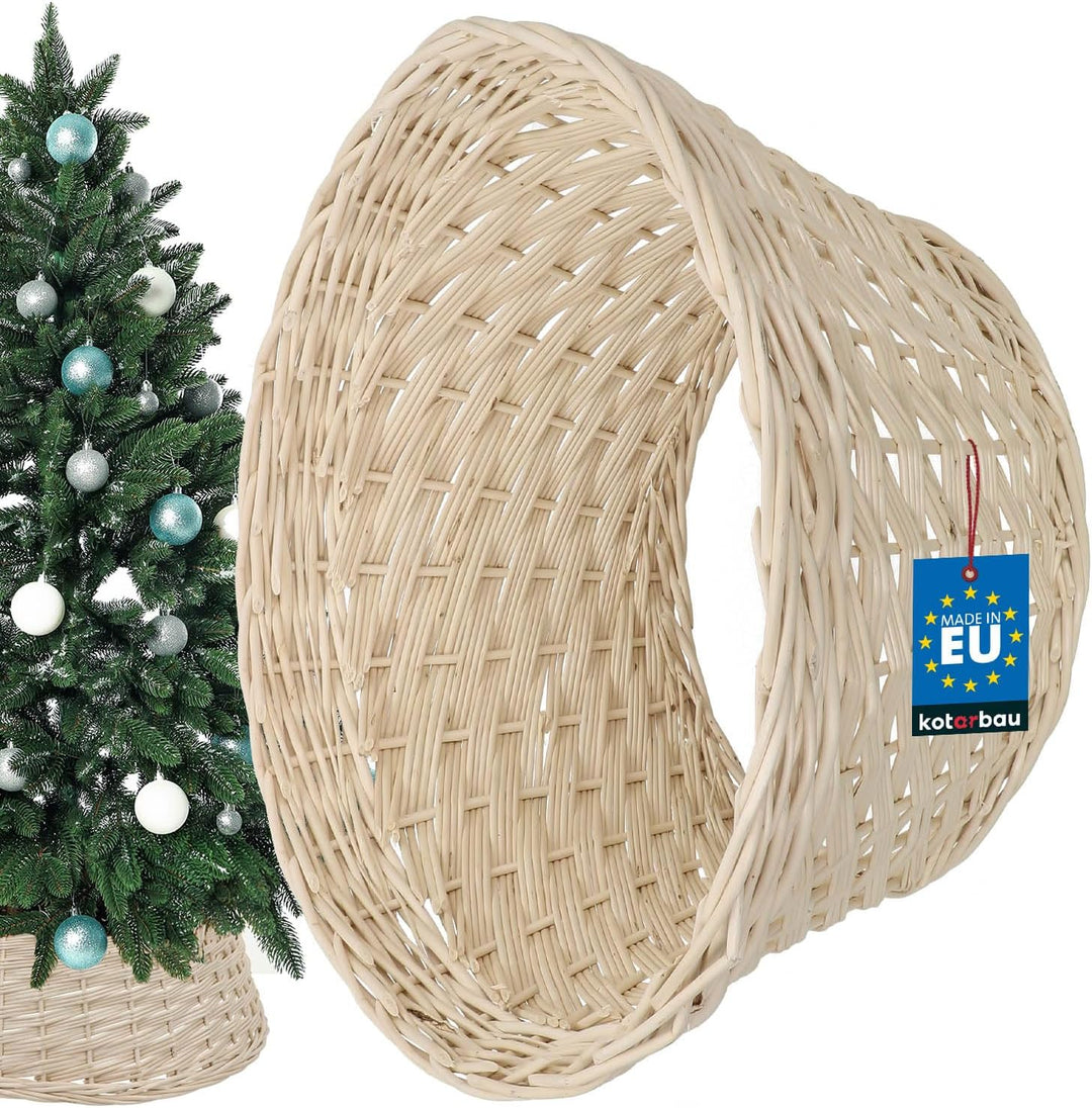 KOTARBAU® Weihnachtsbaum Rock aus Weide Ø 45 cm Gebleicht Christbaumständer aus Rattan Natur Weihnac