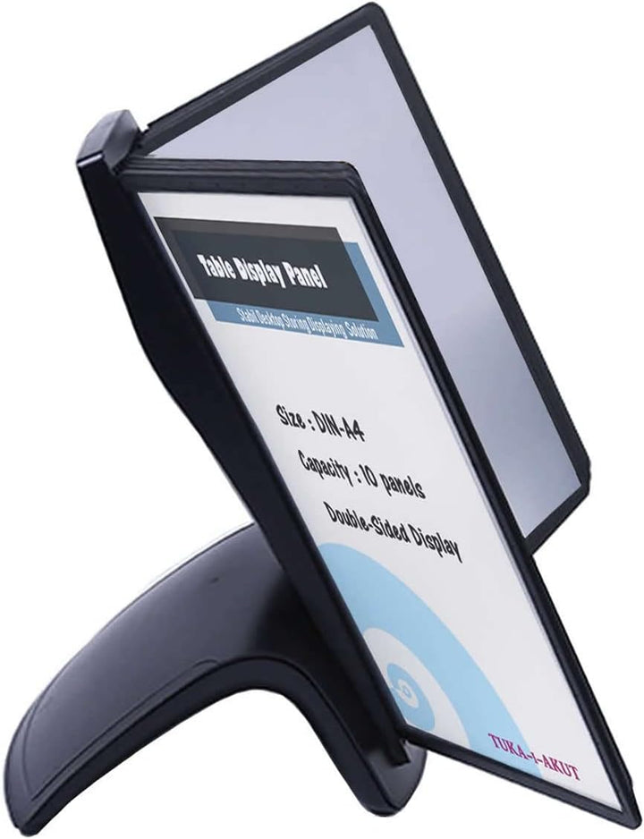 TUKA-i-AKUT Tisch-Sichttafel Aufsteller mit 10 Sichttafeln, DIN A4 Desktop Sichttafel System, Sichtt