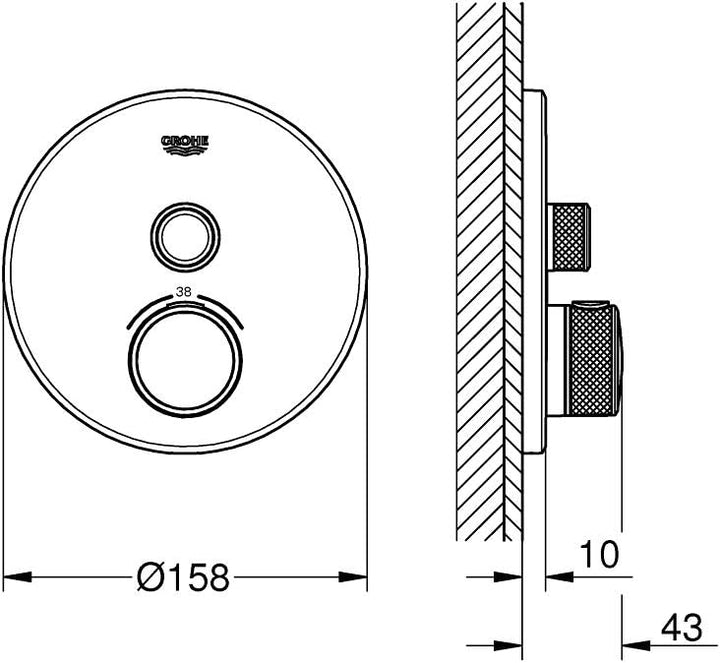 GROHE Grohtherm SmartControl | Brause- & Duschsystem - Thermostat mit einem Absperrventil | chrom |