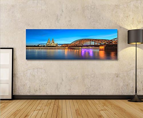 islandburner Bild Bilder auf Leinwand Köln V2 Hohenzollernbrücke Panorama XXL Poster Leinwandbild Wa
