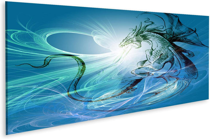 islandburner Bild auf Leinwand Feuer Spuckender Drache Fantasy Jugendzimmer Bilder Wandbilder Poster