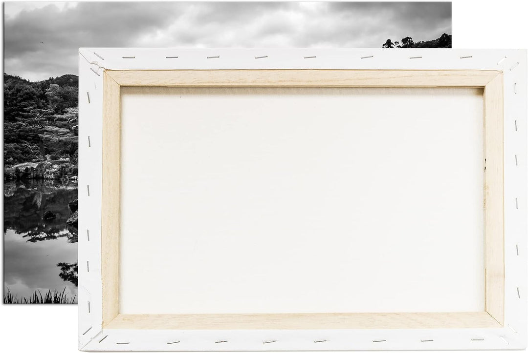 deyoli Tempel- und Gartenanlage Japans Effekt: Schwarz&Weiss,Format: 80x60 als Leinwandbild, Motiv f