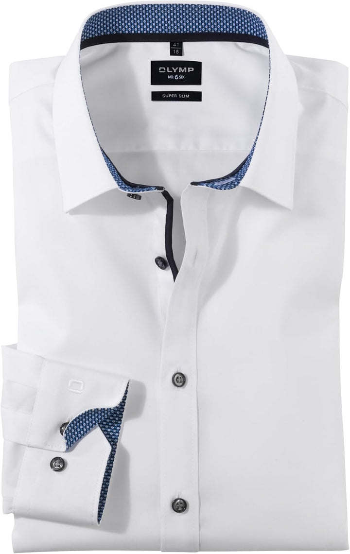 OLYMP Herren Oberhemd Langarm No. Six,Uni,super Slim,Urban Kent 36 Marine 18, 36 Marine 18