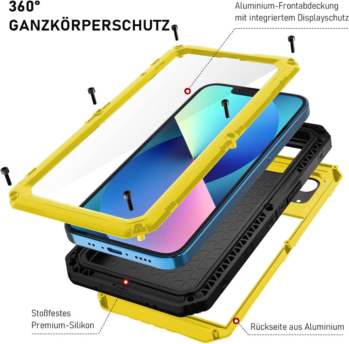 Beeasy für iPhone 13 Wasserdicht Outdoor Hülle (6,1"), Stossfest Panzerhülle Militär 360 Grad Schutz