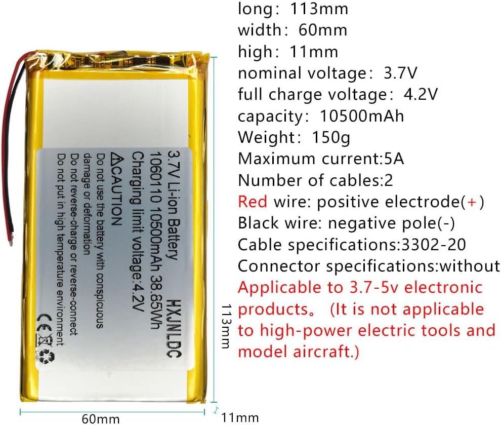 DC 3.7V 10500mah 1060110 li-ion Lithium Ionenpolymer Batteriewechsel für DIY 3.7-5v elektronische Pr