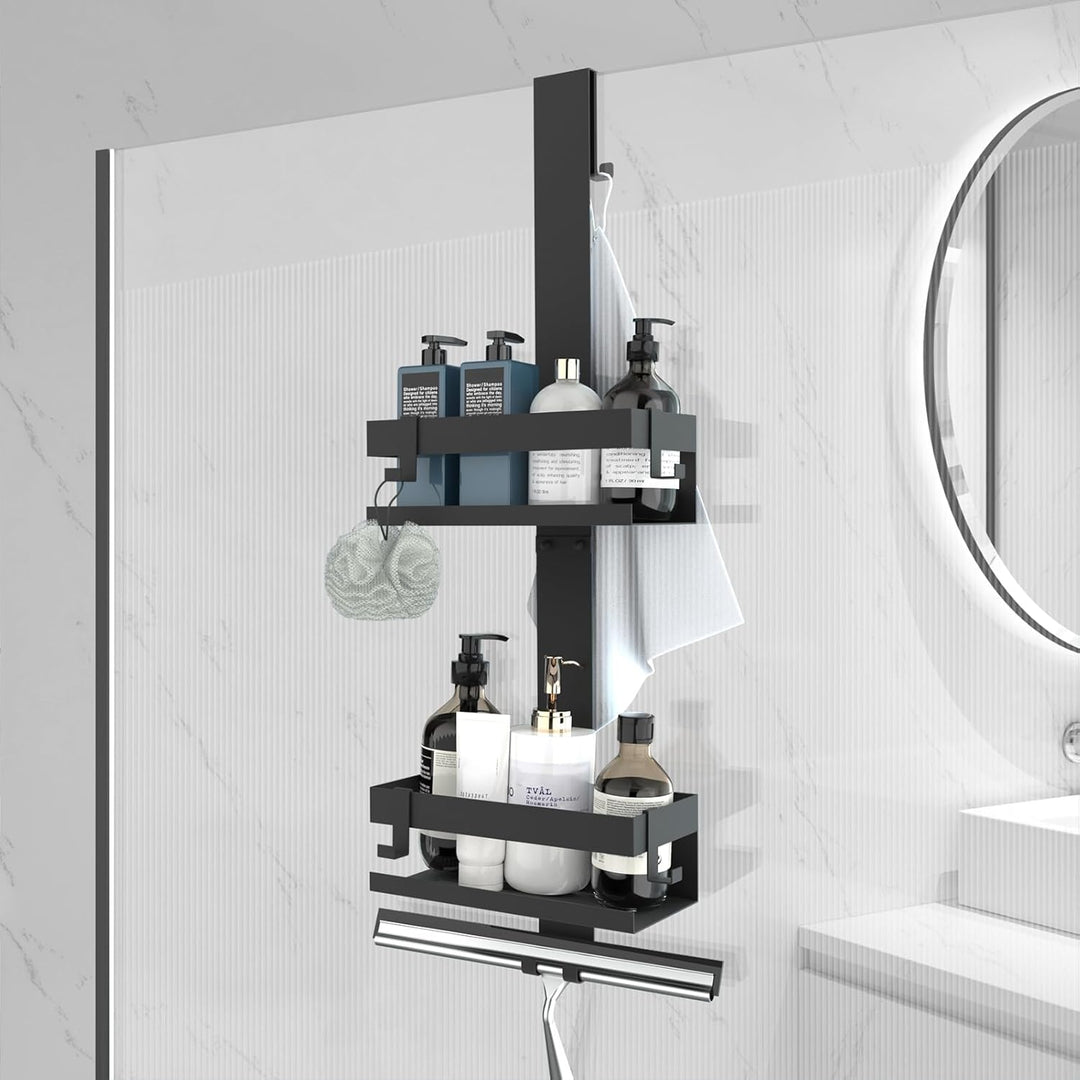 UUlioyer Duschablage zum Hängen, Duschregal aus Edelstahl SUS304 ohne Bohrer für Rahmenlos Glastür,