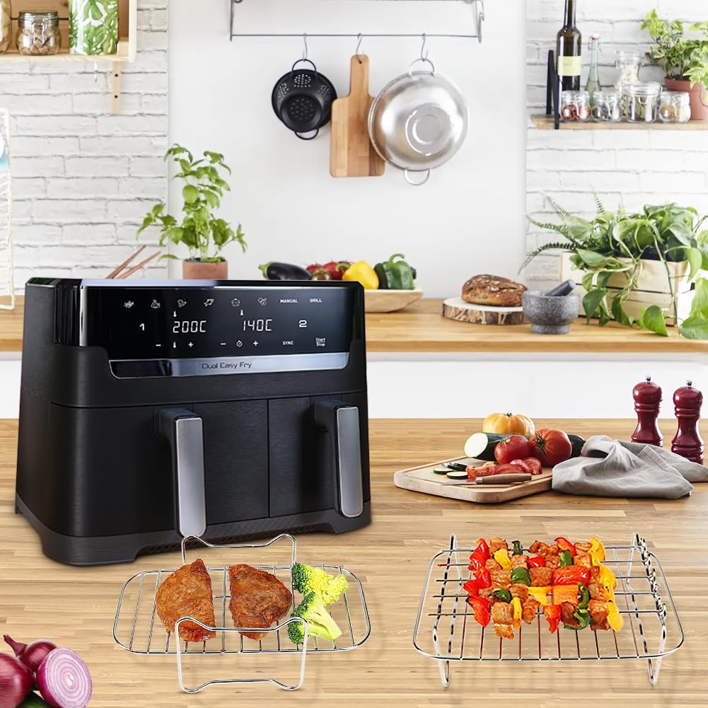 BYKITCHEN Heissluftfritteuse Zubehör für Philips Dual Basket 3000-Serie, 9L/Tefal 5,2/3,1 L Easy Fry