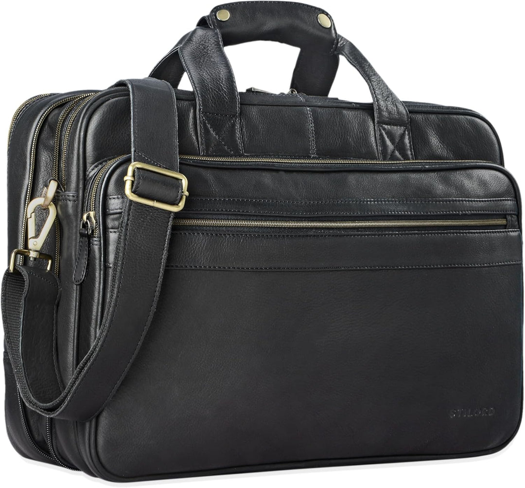 STILORD 'Leopold' XL Echtleder Aktentasche - der verbesserte Geheimtipp für Lehrerzimmer & Büro - Bu