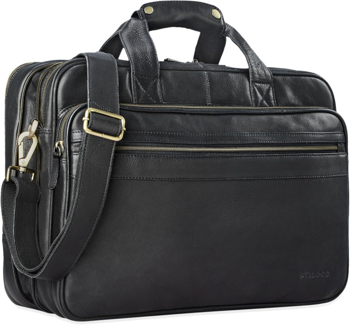 STILORD 'Leopold' XL Echtleder Aktentasche - der verbesserte Geheimtipp für Lehrerzimmer & Büro - Bu