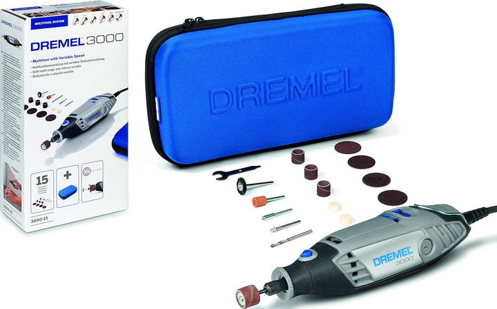 Dremel 3000 Multifunktionswerkzeug - Italienische Version (130 Watt, Set mit 15 Zubehörteilen, Drehz