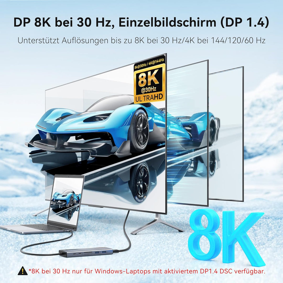 USB C Dockingstation Dual Monitor,Triple 4K Display USBC Dock, 15 in 1 Laptop Docking Station mit 2