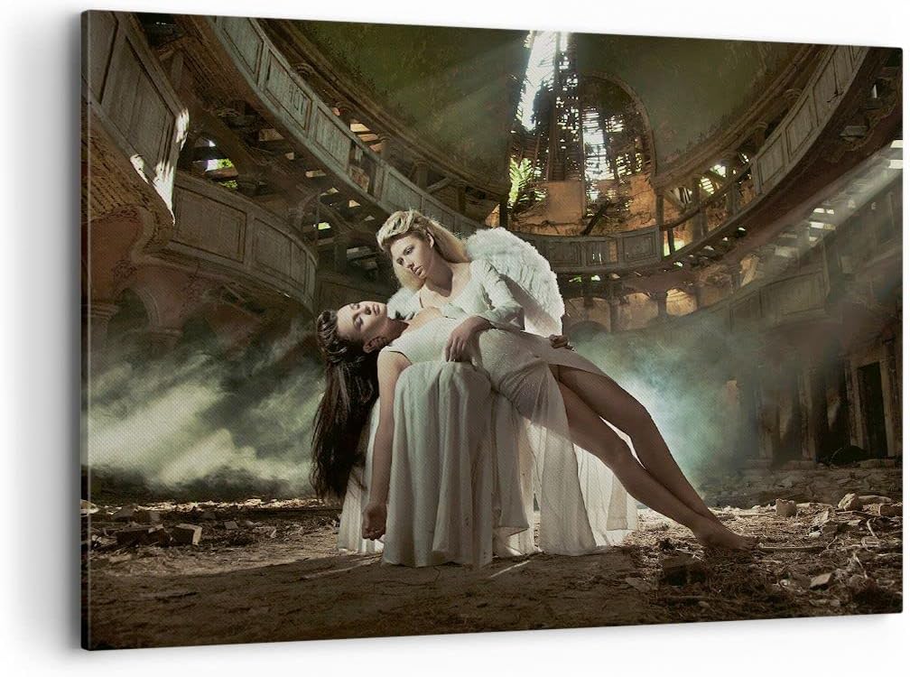 Bilder auf Leinwand 100x70cm Leinwandbild Engel Frau Theater Oper Gross Wanddeko Bild Schlafzimmer K