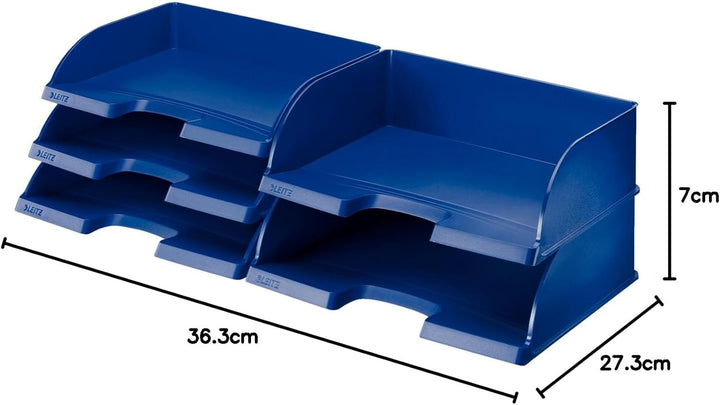 Leitz LLeitz Briefkorb Querformat A4, 5er Pack, Blau, Plus Serie, 52180035 Standard Blau 5 Stück, St