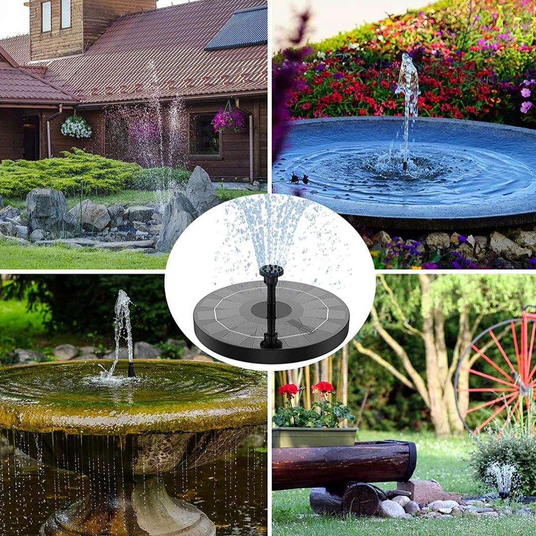 Solarbrunnen Wasser-Fontäne für draussen - 16 cm Schwimmende Solar Wasserpumpe mit 5 wechselbaren Au
