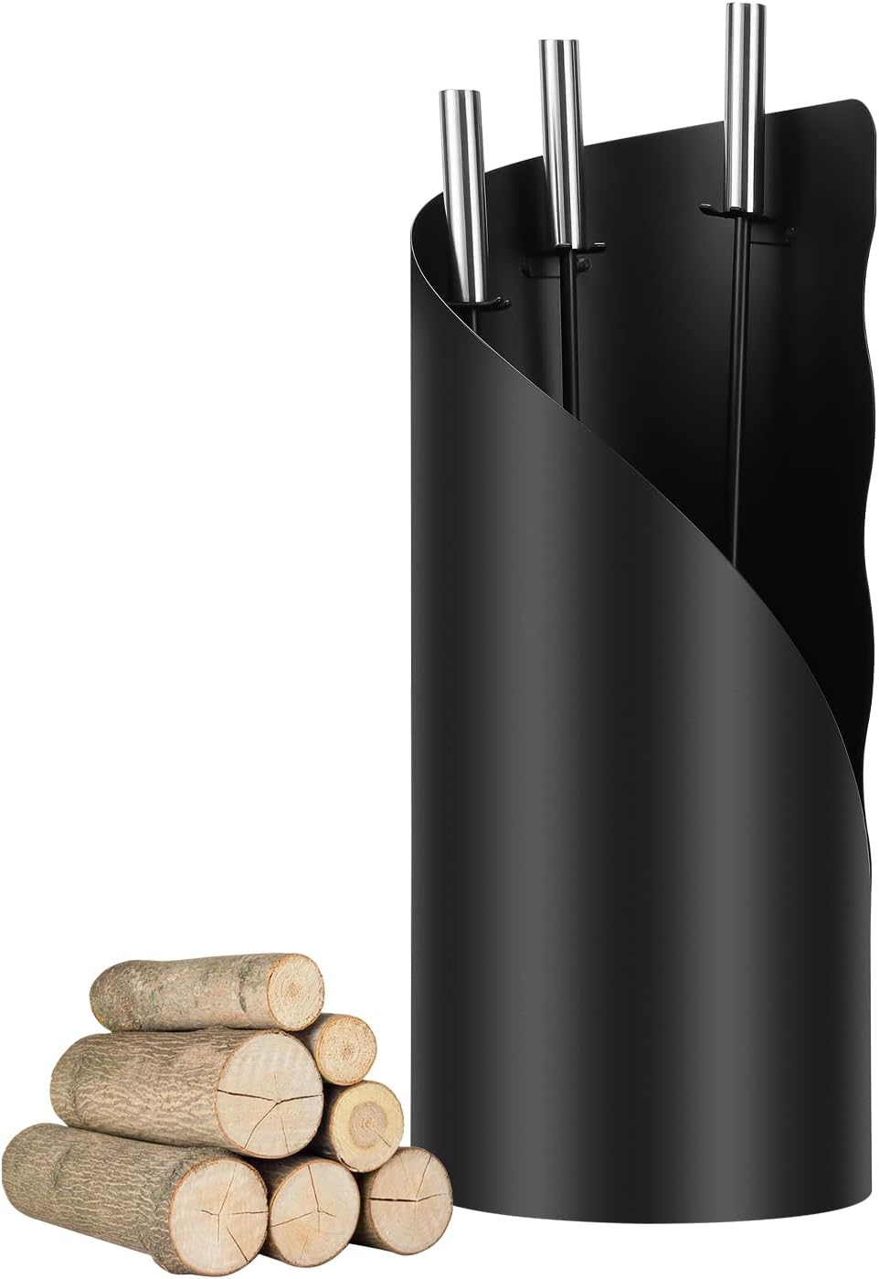 Randaco kaminbesteck Schwarz Modern 4 teilig Edelstahl Kaminbesteck mit Schaufel, Besen, Schürhaken,