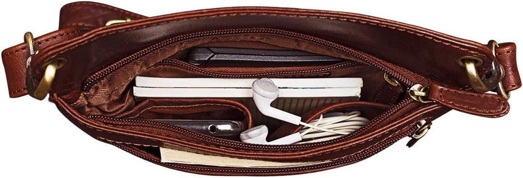 STILORD 'Sophie' Schultertasche Damen klein Leder Handtasche moderne Umhängetasche geflochten Freize