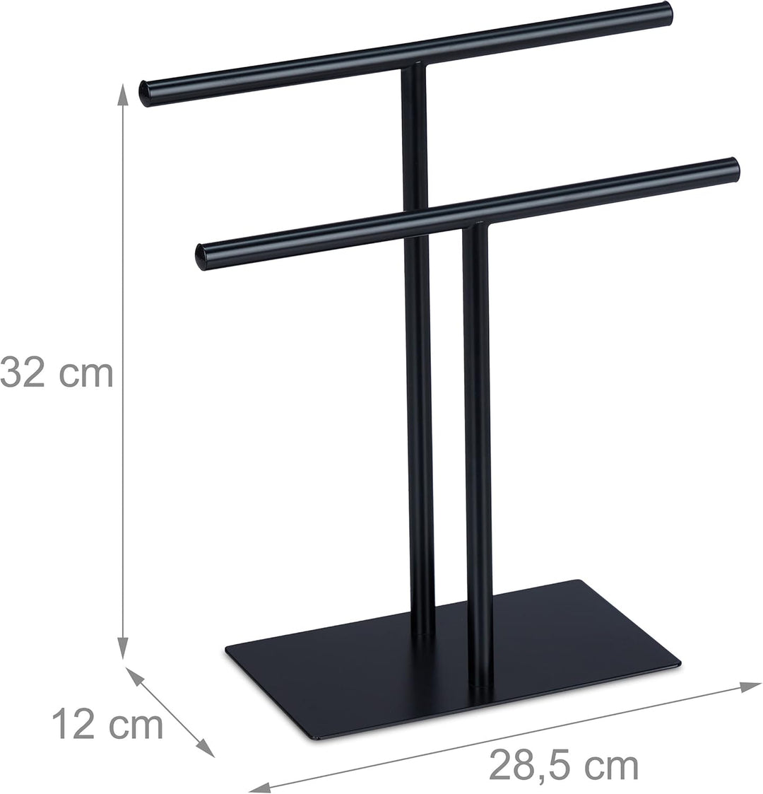 Relaxdays Handtuchständer, Waschlappenständer, HBT: 31 x 28,5 x 12 cm, 2 Stangen, Schmuckständer, Ba