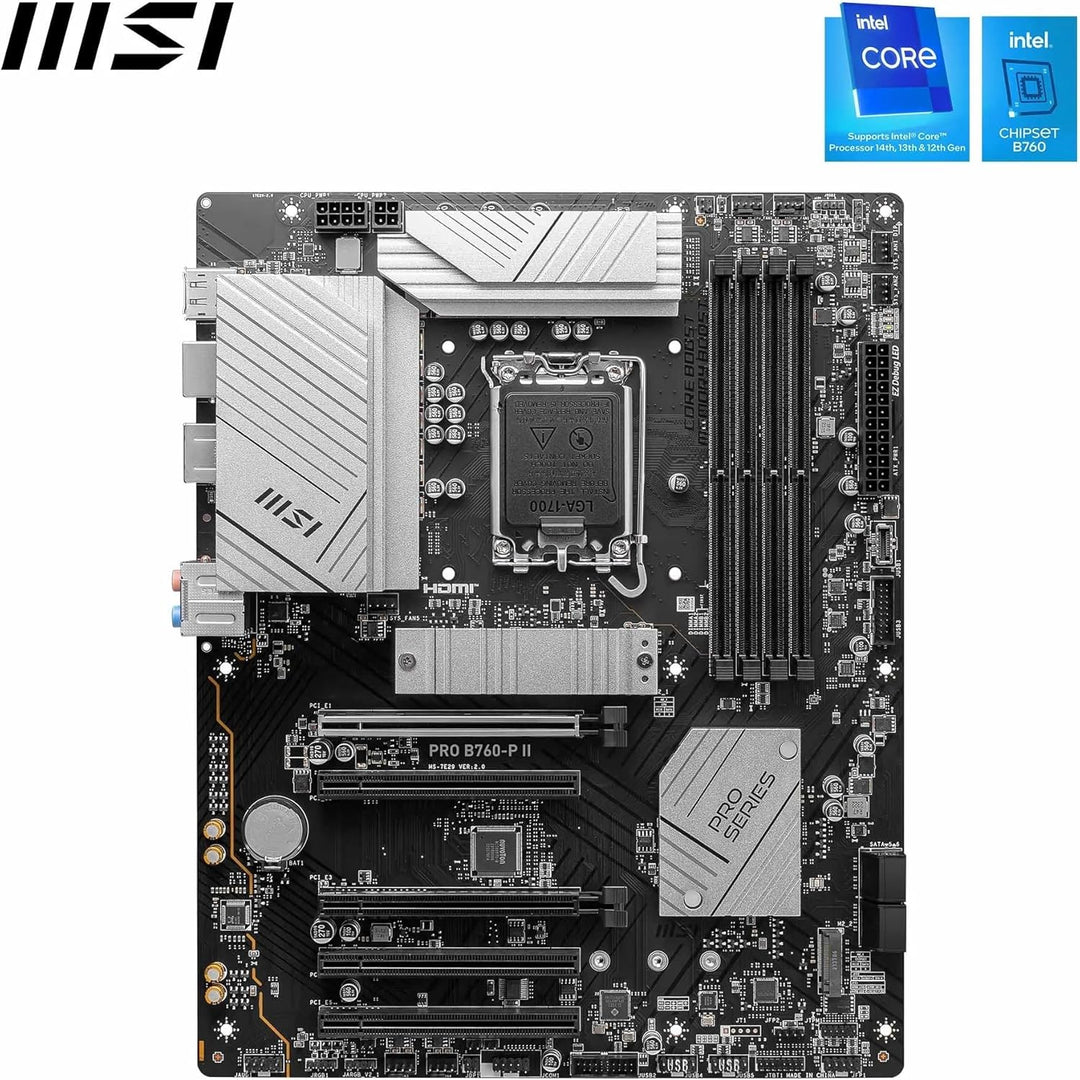 MSI PRO B760-P II Mainboard, ATX - Unterstützt Intel Core Prozessoren der 14., 13. und 12. Generatio