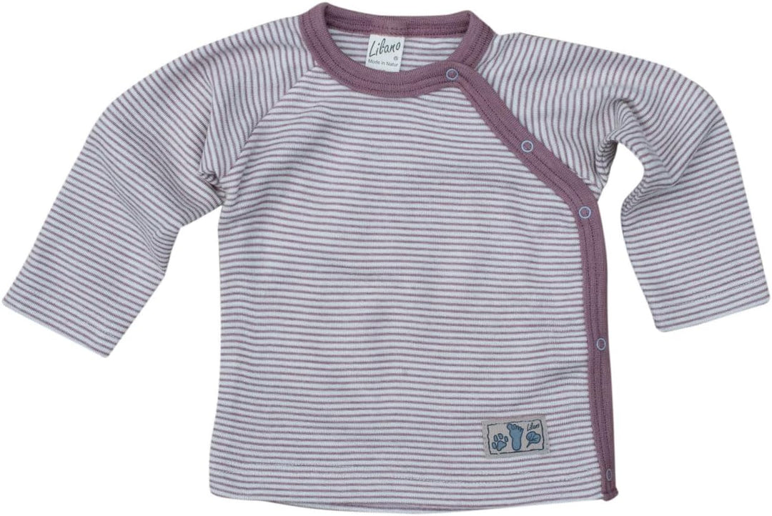 Lilano, Baby Shirt mit Knopfleiste, Merinowolle (kbT), Seide, 210 g/m² 56 Mauve/Natur, 56 Mauve/Natu