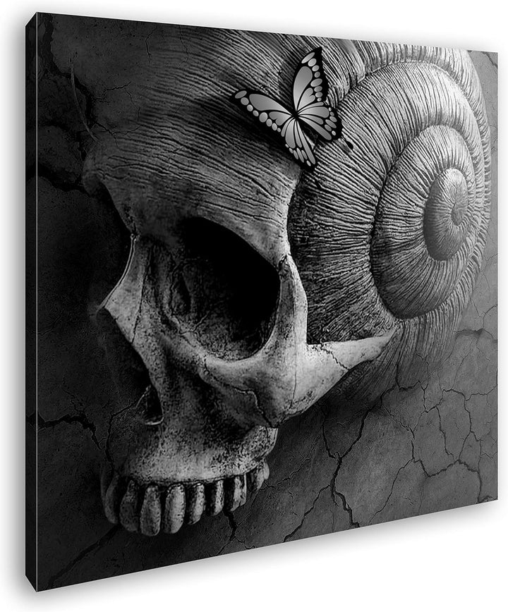 deyoli Mystischer Totenschädel Format: 60x60 Effekt: Schwarz&Weiss als Leinwandbild, Motiv fertig ge