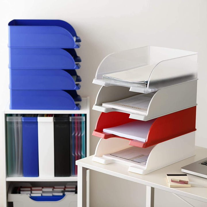 Leitz Briefkorb A4 Jumbo, 4er Pack, Rot, Mit extragrossem Fassungsvermögen, Plus Serie, 52330025 4 S