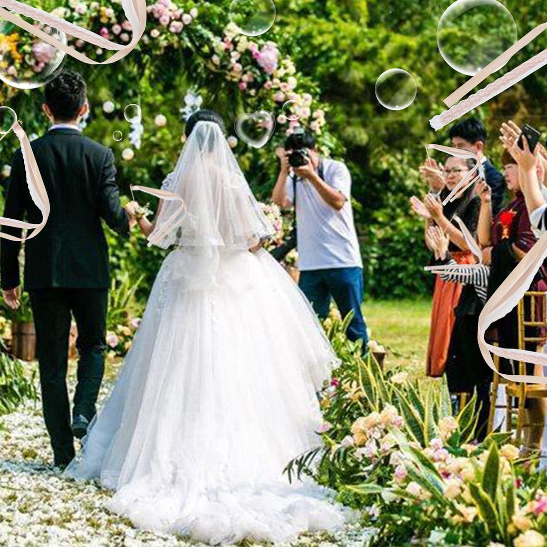 TIHOOK 50 Stk Wedding Wands, Zauberstäbe Hochzeit Luftschlangen, Wedding Wands mit Glocke, Seidenfee