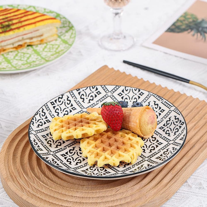 AHX Teller Set - Dessertteller Frühstücksteller- Flache Kuchenteller Salatteller 6er Set - Porzellan