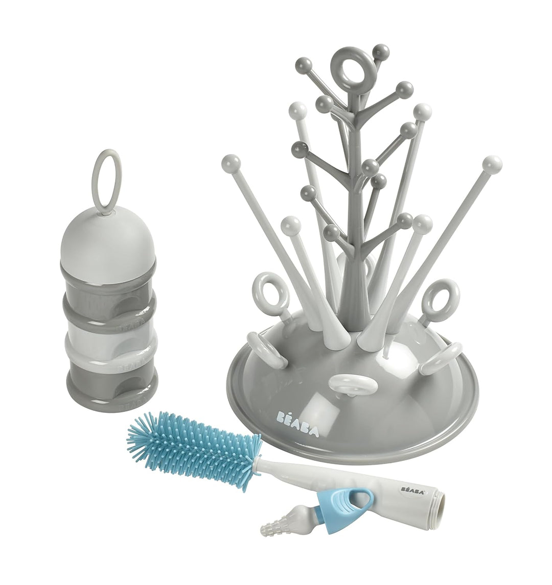BÉABA, Baby-Geschenkset zur Geburt, Trockenständer für Babyflaschen, geräumig, Milchpulver-Portionie