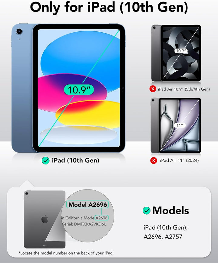 ESR Hülle für iPad 10 Generation hülle 2022 magnetische, iPad 10 Case, Praktische Magnetbefestigung,