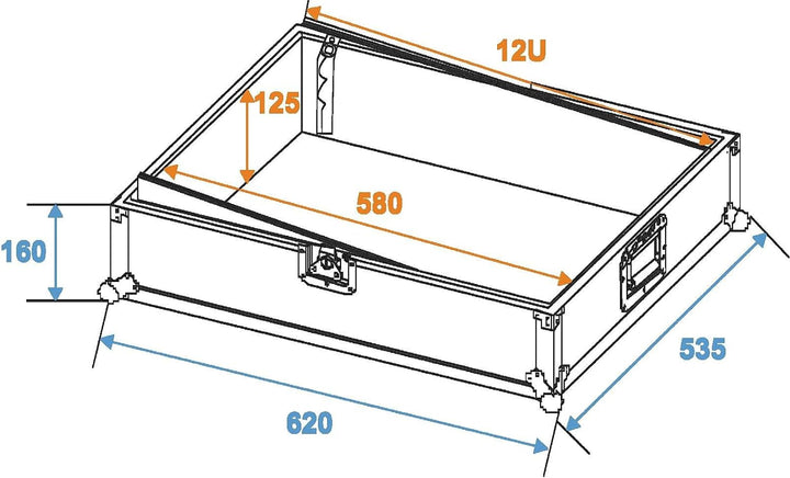 ROADINGER Mixer-Case Profi MCV-19 variabel sw 12HE | Flightcase für 483-mm-Geräte (19")
