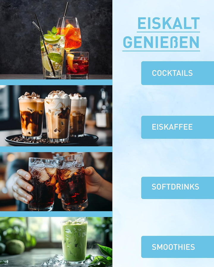 HEINRICHS Eiswürfelmaschine, Eiswürfelbereiter mit Timer, 3 einstellbare Eiswürfelgrössen, LCD-Displ
