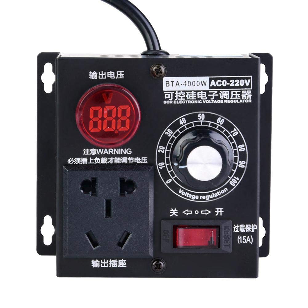 Spannungsregler, AC 220V 4000W SCR Elektrischer Spannungsregler Motor Lüfter Drehzahlregler Dimmer(E