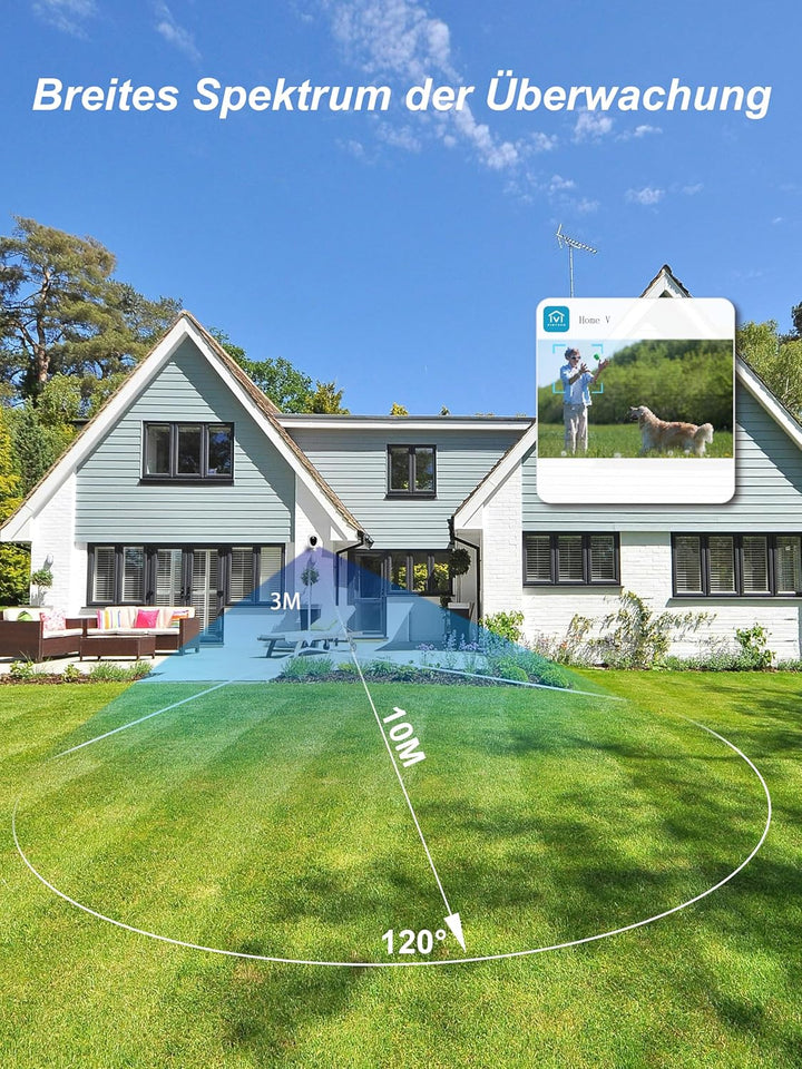 virtavo 2K Überwachungskamera Aussen Solar Akku WLAN Kamera Überwachung Aussen Kabellos Kamera, Nach