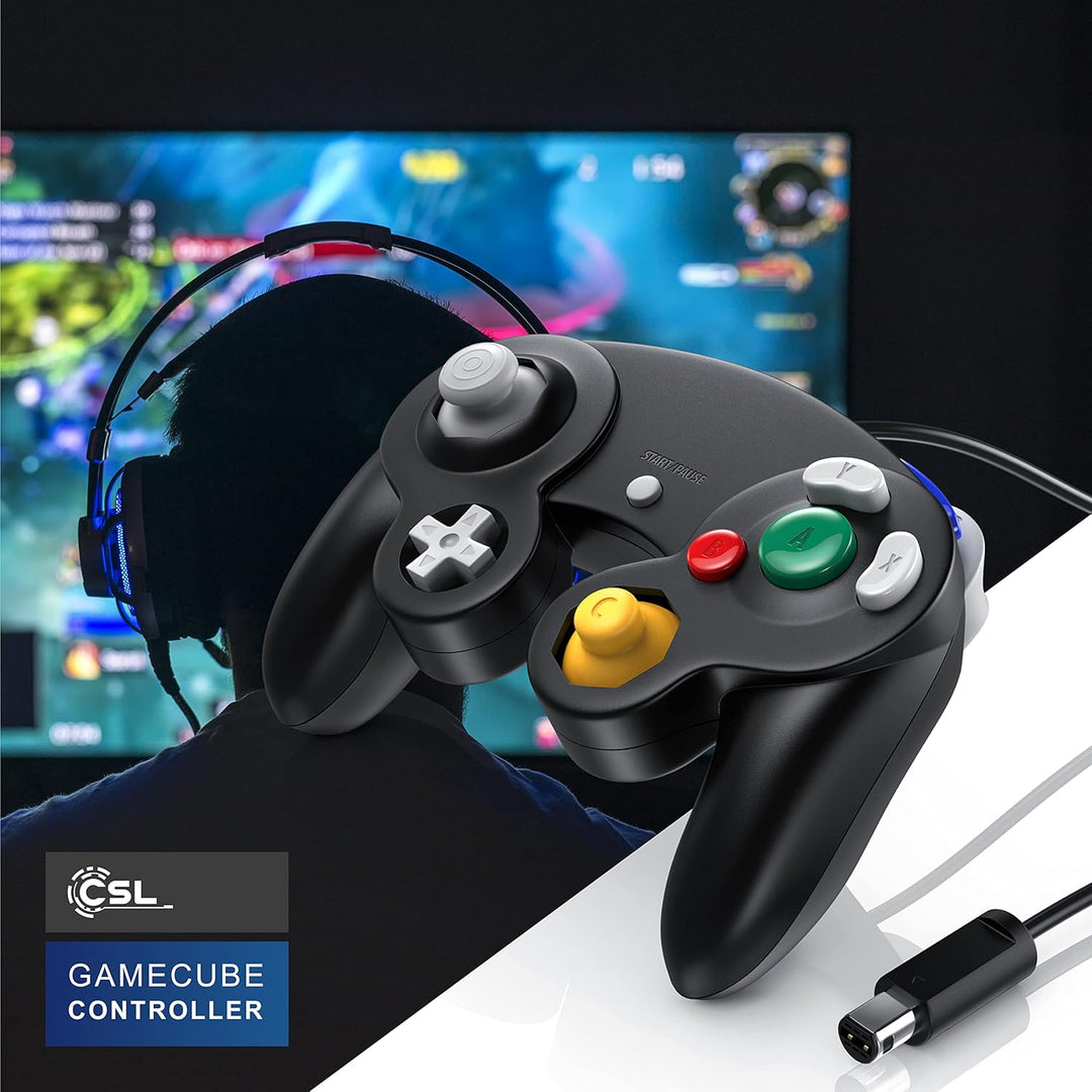 CSL - Nintendo GameCube Gamepad Controller - Nintendo Wii Wii U Gamepad - Vibrationseffekt - schwarz