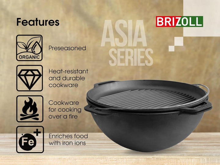 Brizoll Gusseisen Topf Kasan Wok Grill Kazan