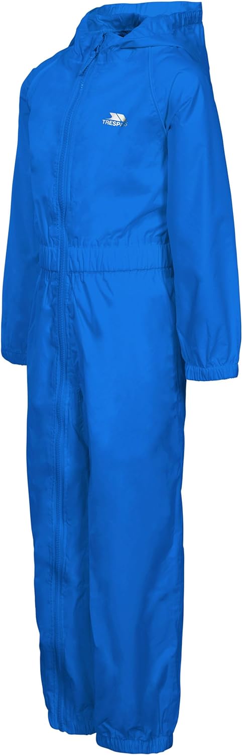 Trespass Unisex Kinder Knopf Wasserdichter Regenanzug mit Kapuze 5-6 Jahre Blau, 5-6 Jahre Blau