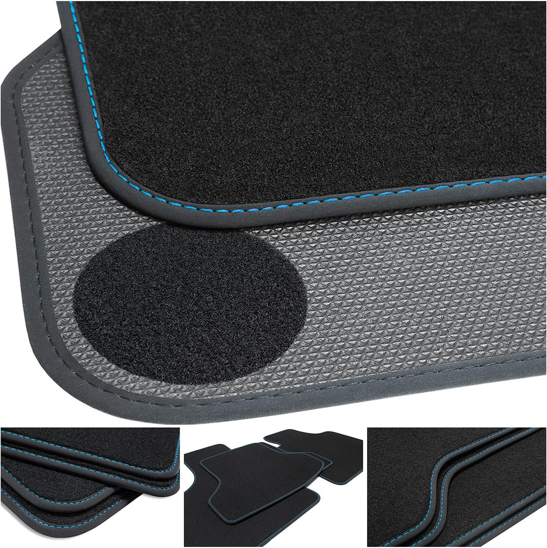teileplus24 BGF650 Ganzjahres-Fussmatten kompatibel mit BMW i3 I01 2013-2020 Wasserdicht, Naht:Blau,