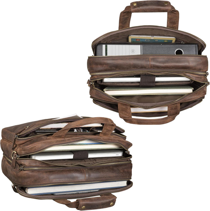 STILORD 'Leopold' XL Echtleder Aktentasche - der verbesserte Geheimtipp für Lehrerzimmer & Büro - Bu