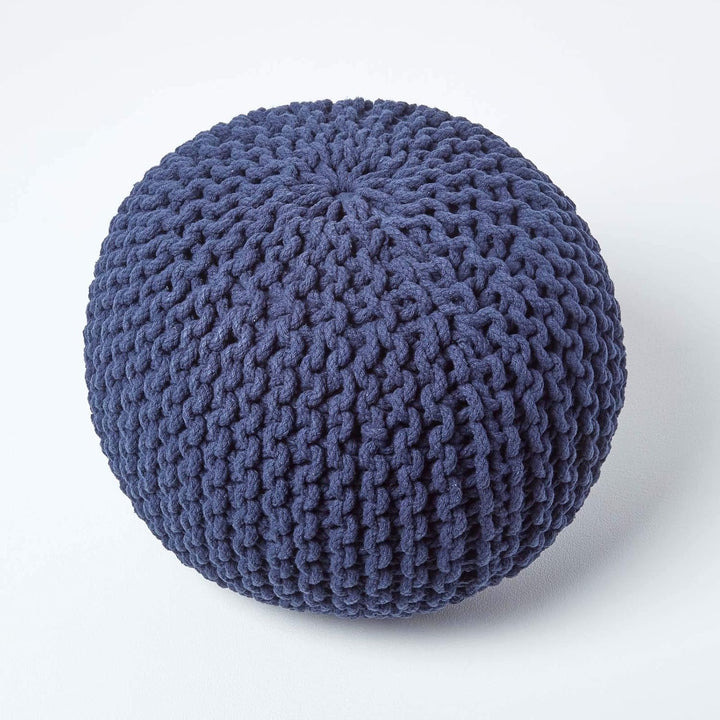 Homescapes Pouf Strickpouf rundes Bodenkissen, Sitzpouf 35 x 40 cm, gepolsterter Sitzhocker, Sitzpuf