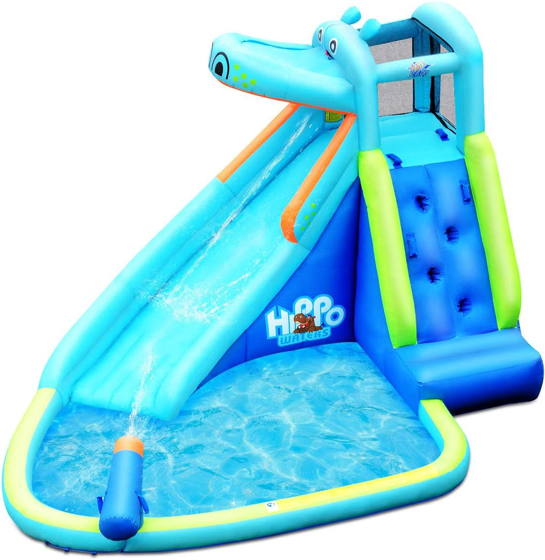 COSTWAY Hüpfburg aufblasbar, Wasserrutsche Aufblasbare Spielpool, Wasserspielcenter mit Rutsche, Was