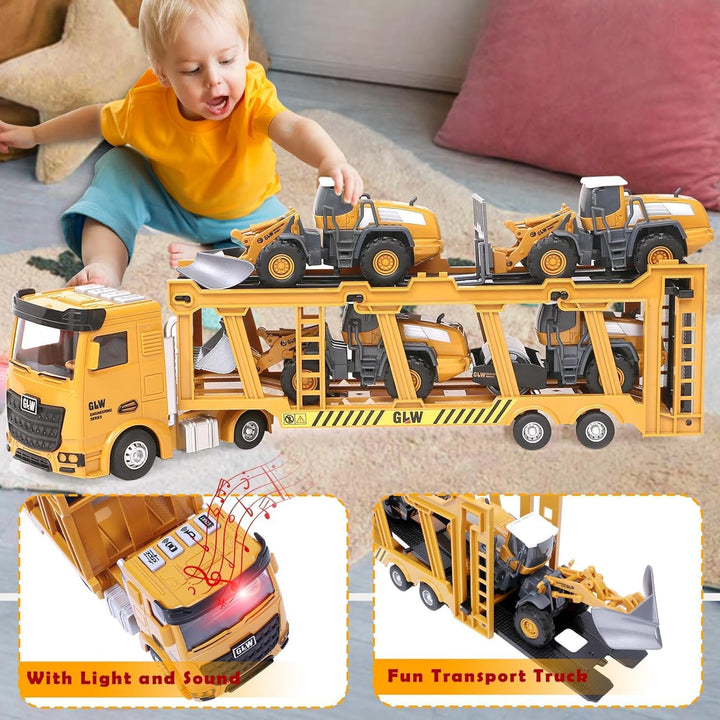 Tacobear Baufahrzeuge Kinder gross LKW Fahrzeug Spielzeug mit Kran Spielzeug Bulldozer Dampfwalze Ga
