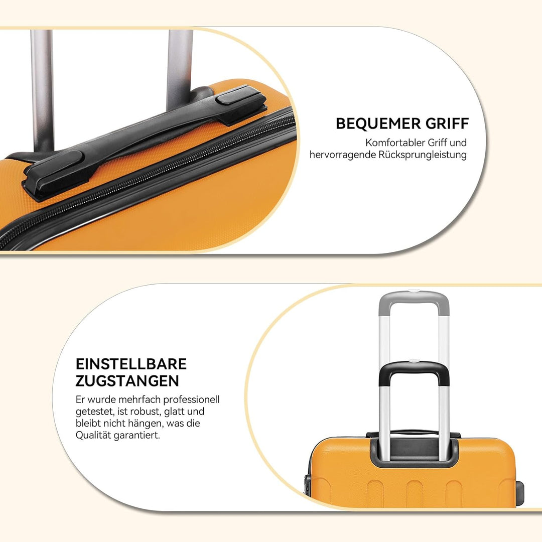 BEIBYE Zwillingsrollen Hardcase Reisekoffer Koffer Trolleys Hartschale in XL-L-M in 14 Farben (Orang