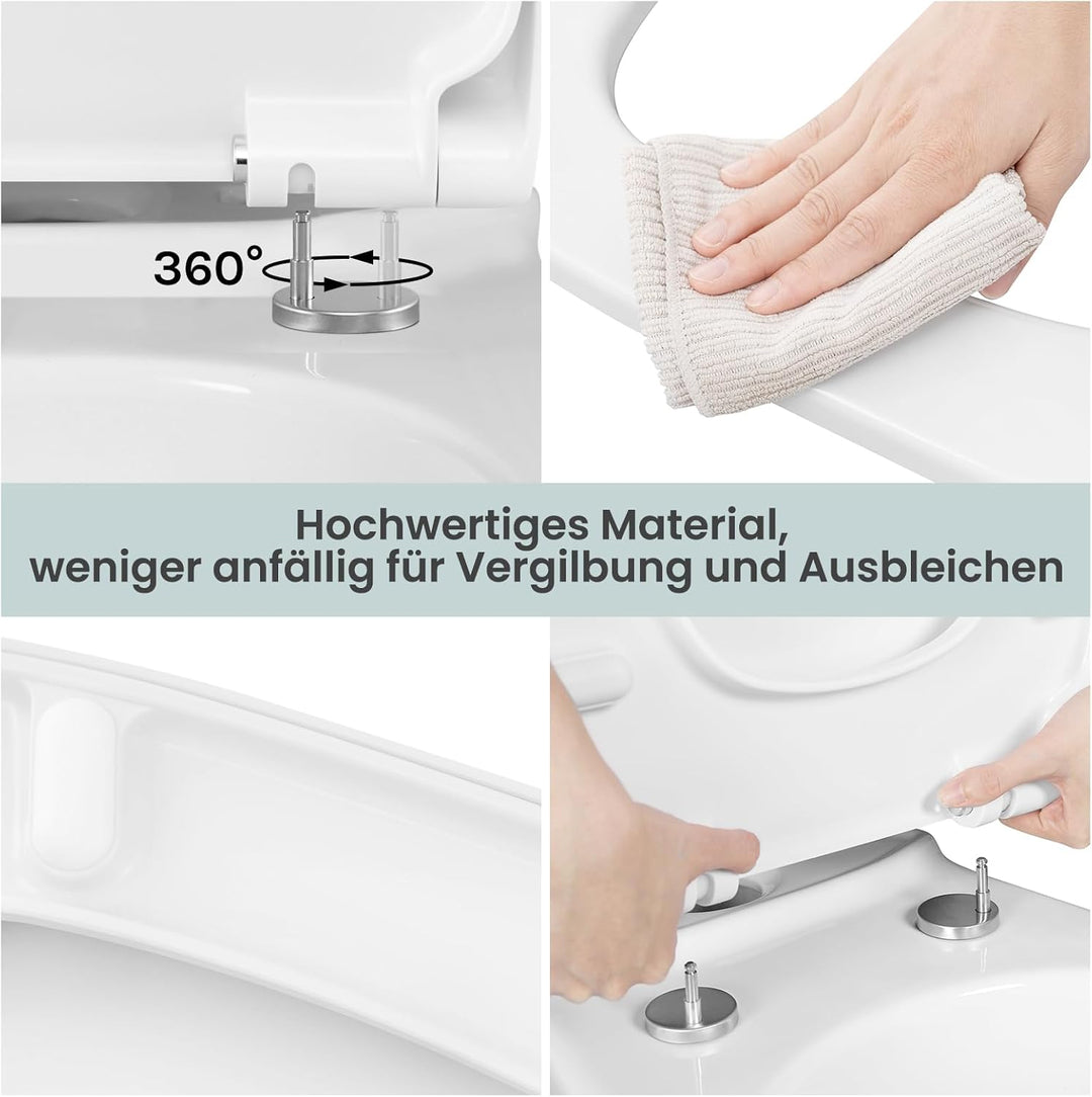 WOLTU Toilettendeckel, WC Sitz Toilettensitz mit Absenkautomatik, Fast Fix/Schnellbefestigung, Durop