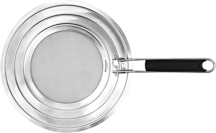 Westmark Spritzschutz, Für Töpfe und Pfannen mit Ø 20, 24 und 28 cm, Hitzeisolierter Griff, Rostfrei