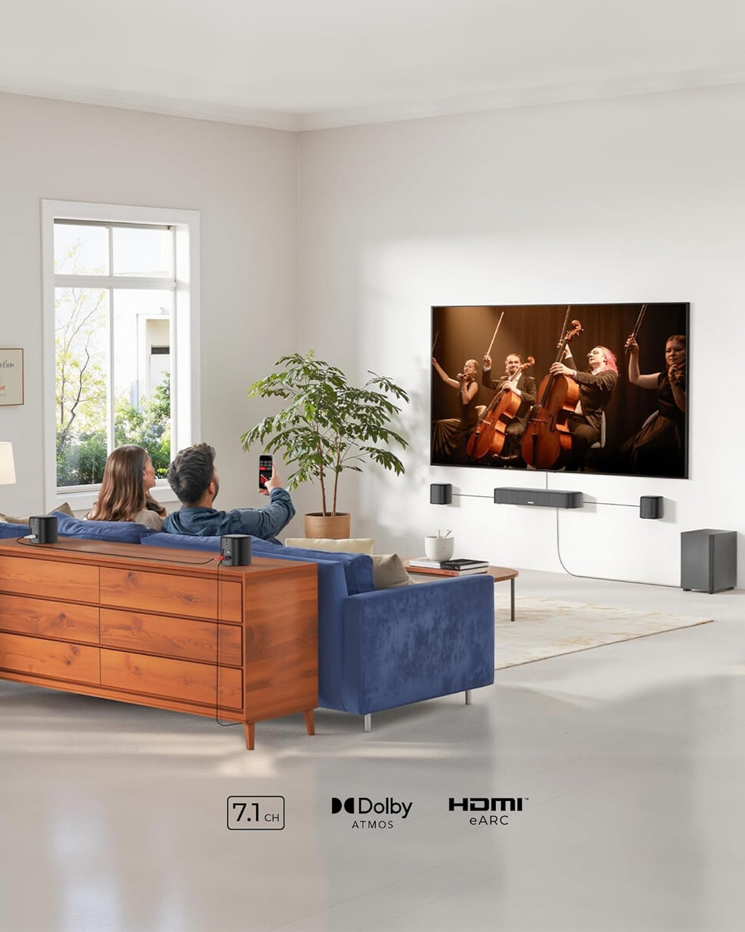 ULTIMEA 7.1ch Soundbar mit Dolby Atmos, Surround Sound System mit 4 Surround Lautsprechern, App, Hei