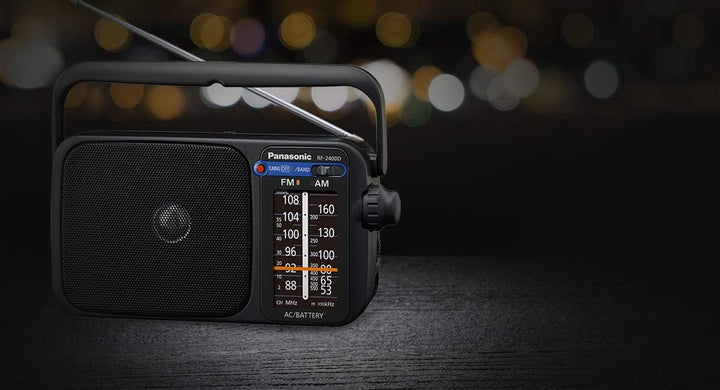 Panasonic RF-2400DEG-K Tragbares Radio mit Griff, Netz- oder Batteriebetrieb schwarz & VARTA Industr
