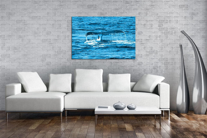 deyoli Schwanzflosse eines Wales Format 80x60 Effekt: Monocrome Blau als Leinwandbild, Motiv fertig