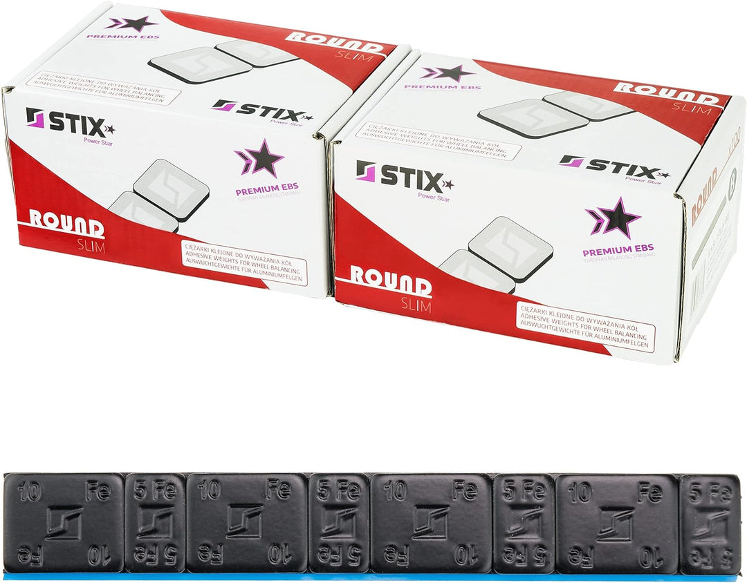 STIX Automotive Equipment Klebegewichte für Alufelgen 60g 5+10g Schwarz Auswuchtgewichte 12KG Kleber